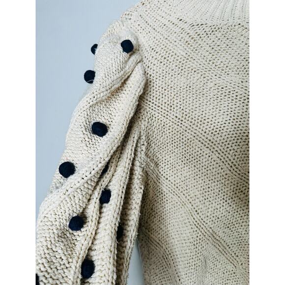 MARIE OLIVER Bridget Knit Bauble Detail Gathered Sleeves 100% Cotton Sweater S - Picture 11 of 14